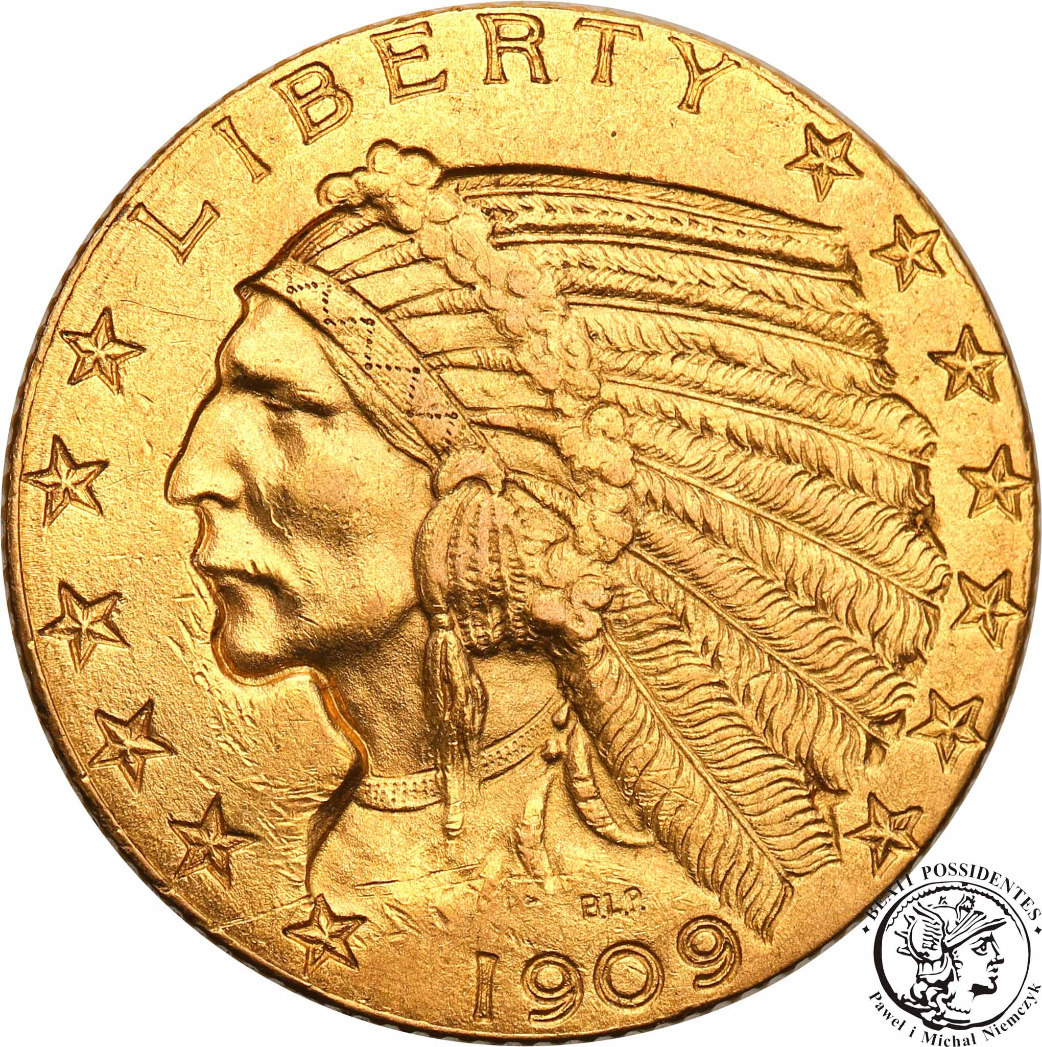 USA 5 dolarów 1909 Philadelphia Indianin st.2