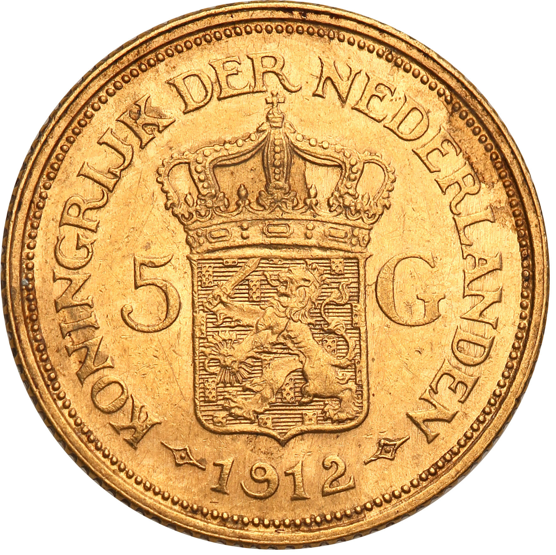 Holandia 5 Guldenów 1912 Wilhelmina st.1-