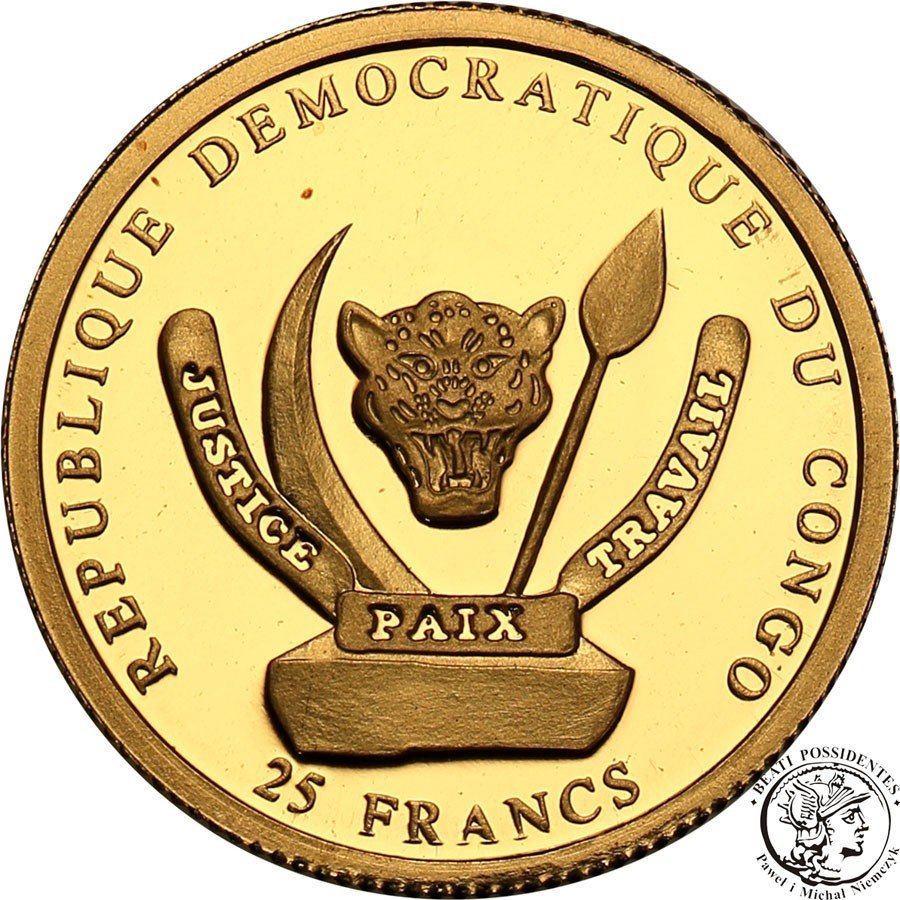 Kongo 25 franków 2008 Jan Paweł II st.L