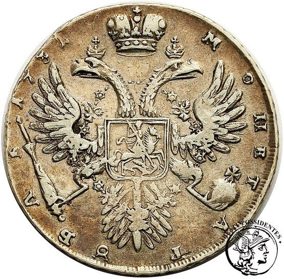 Rosja 1 Rubel 1731 Anna st. 2- / 3+