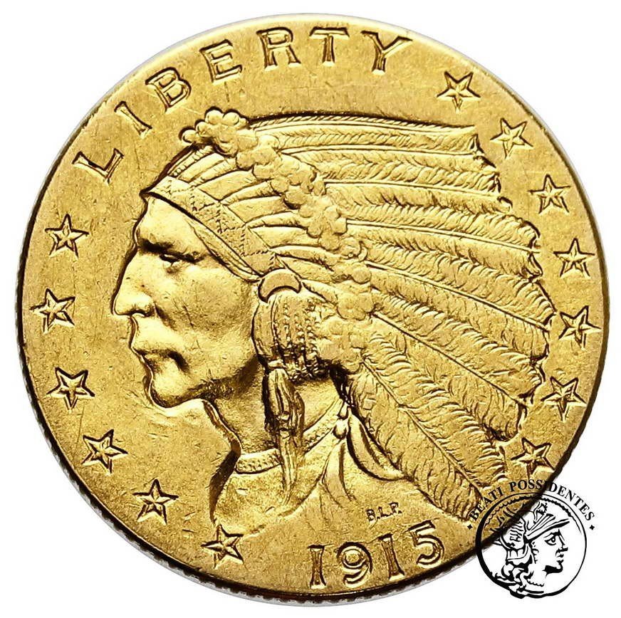 USA 2 1/2 dolara 1915 Indianin st. 2/2-