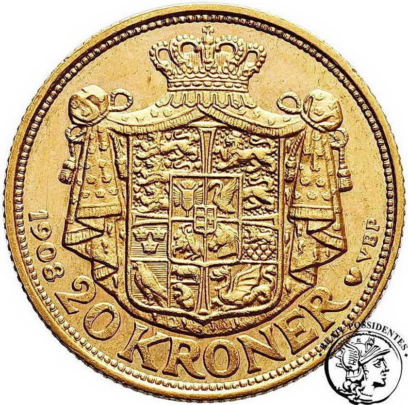 Dania Fryderyk VIII 20 koron st. 2+/1-