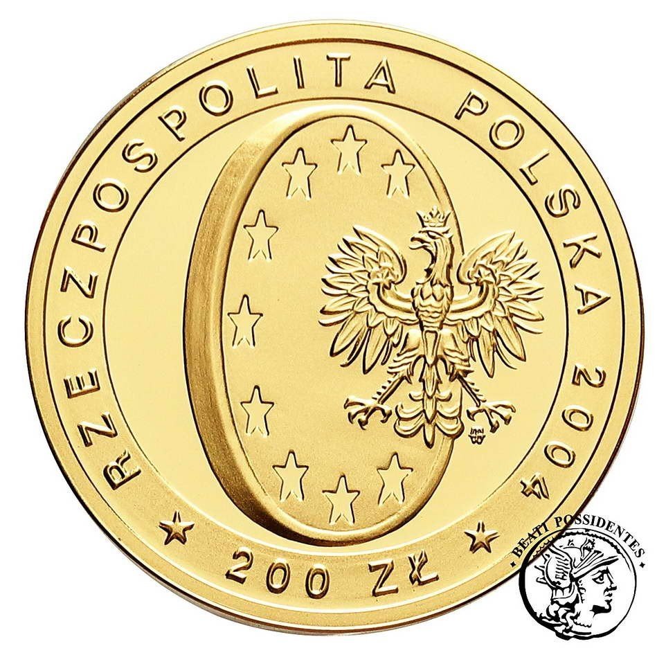 Polska III RP 200 złotych 2004 Wstąpienie Polski do Unii Europejskiej st.L