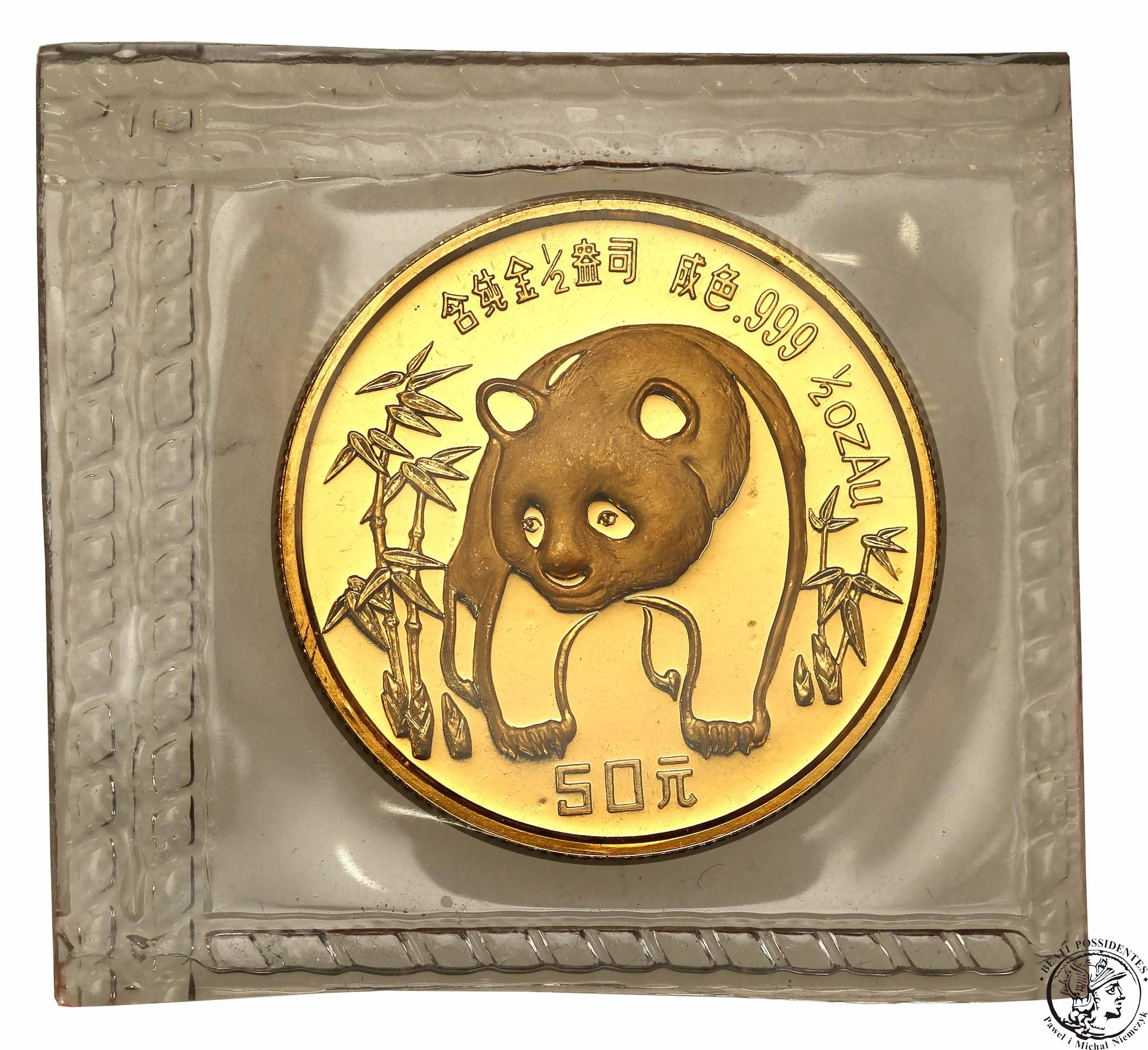 Chiny 50 Yuan 1986 (1/2 uncji złota) Panda st.L