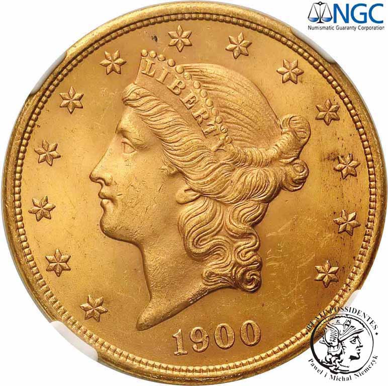 USA. 20 dolarów 1900 Filadelfia NGC MS63