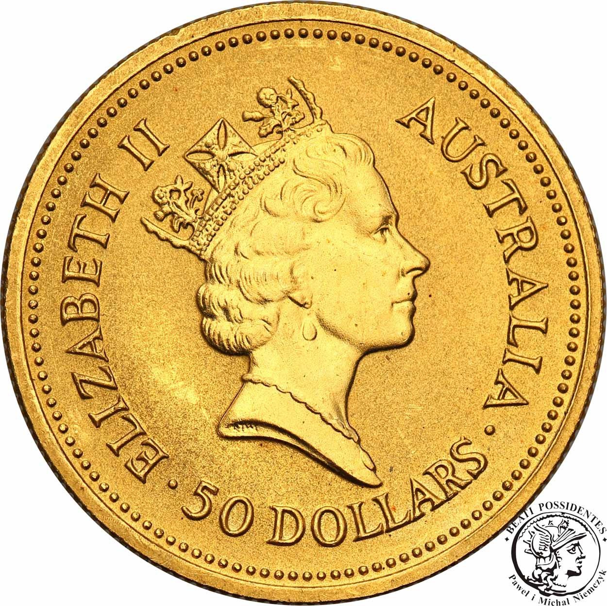 Australia 50 dolarów samorodek 1987 1/2 uncji złota st. 1