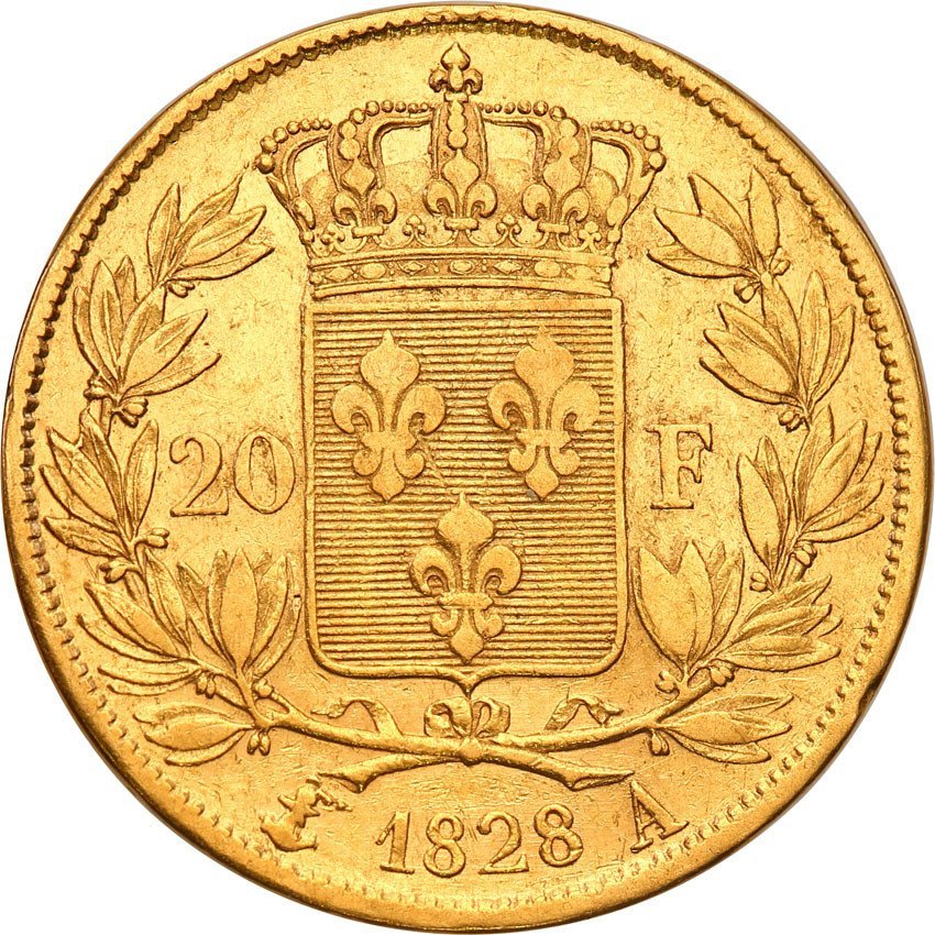 Francja 20 franków 1828 A Charles X Paris st.2