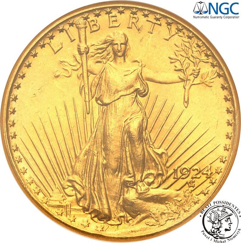 USA 20 dolarów 1924 Philadelphia NGC MS64