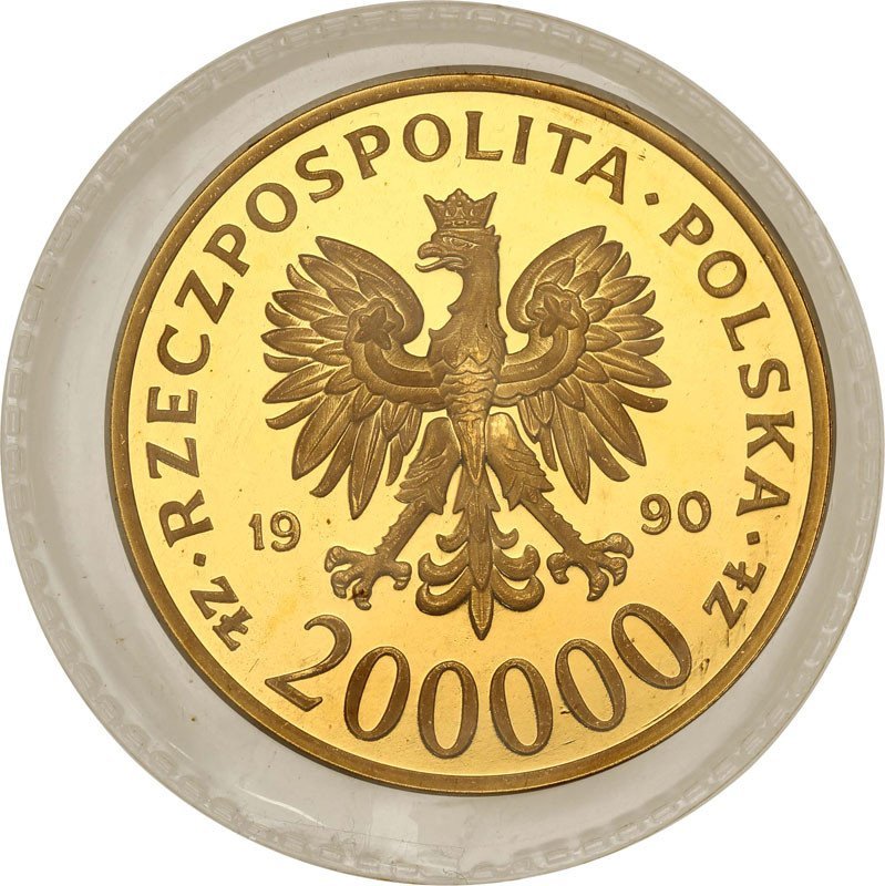 200 000 złotych 1990 Solidarność UNCJA ZŁOTA st.L
