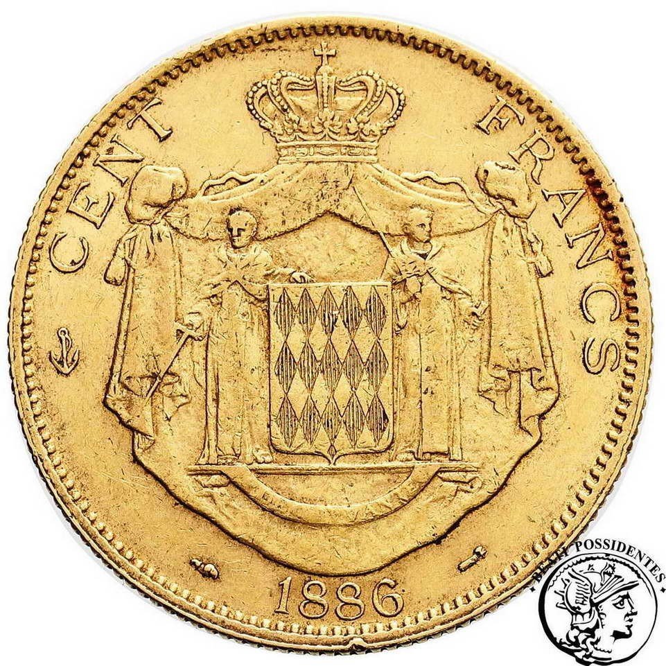 Monako 100 franków 1886 Karol III A Paryż st.3