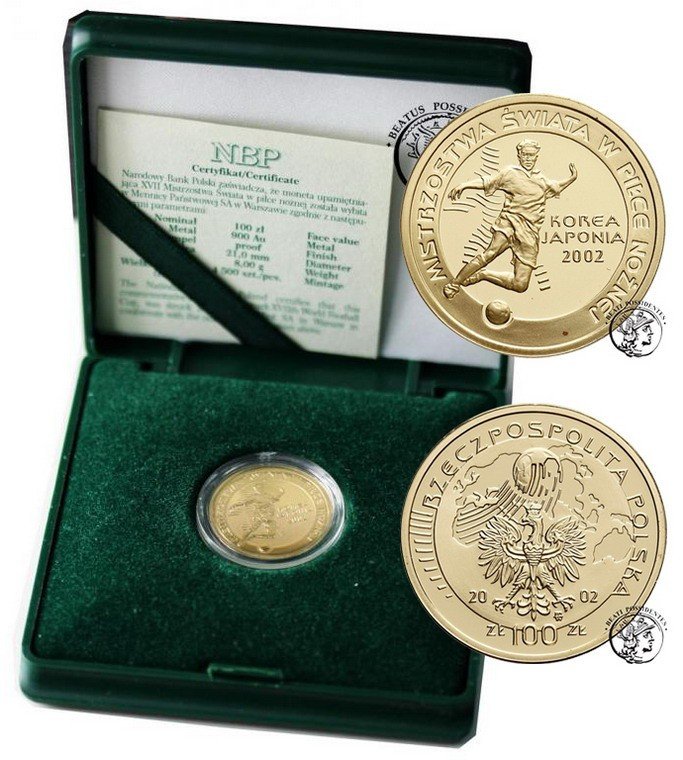 Polska 100 złotych 2002 Korea - Japonia st. L-/L stempel lustrzany