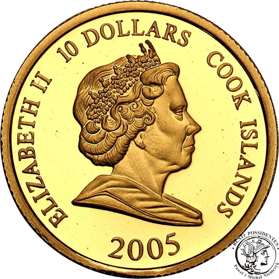 Cook Islands / Wyspy Cooka 10 dolarów 2005 Jan Paweł II st.L