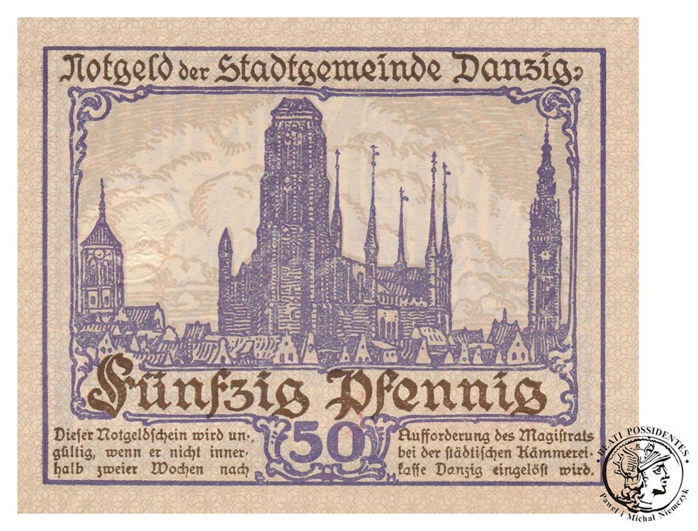 Banknot Gdańsk 50 fenigów 1919 st.1