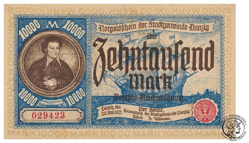 Banknot Gdańsk 10 000 Marek 1923 st.2+