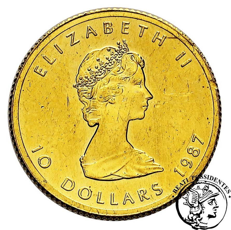 Kanada 10 $ dolarów 1987 liść klonu 1/4 Oz Au st. 2