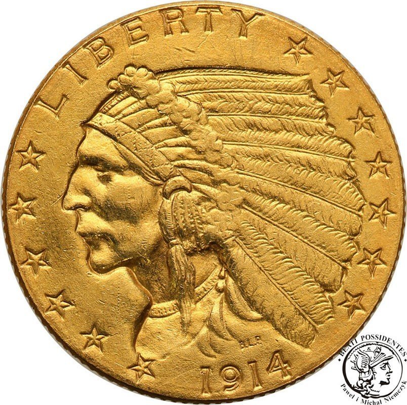 USA 2 1/2 dolara 1914 Philadelphia st.3+