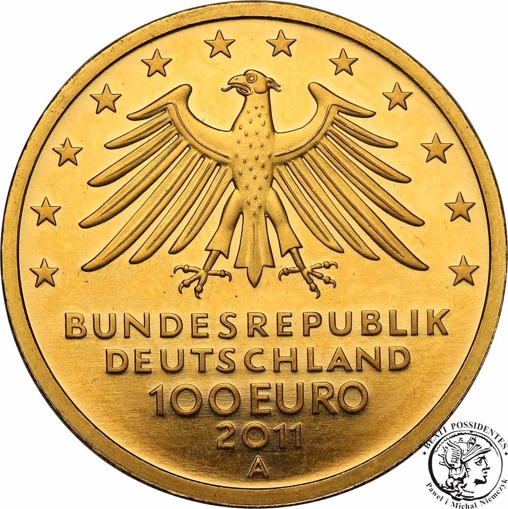 Niemcy 100 euro 2011 A UNESCO Wartburg (1/2 Oz Au) st. L-