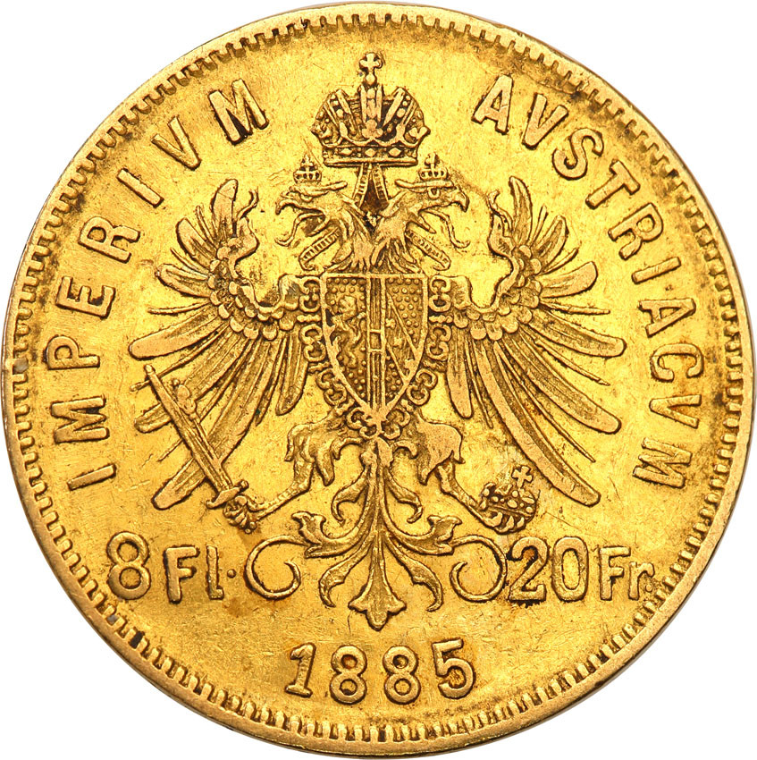 Austria 8 florenów = 20 franków 1885 Franciszek Józef I st.3+