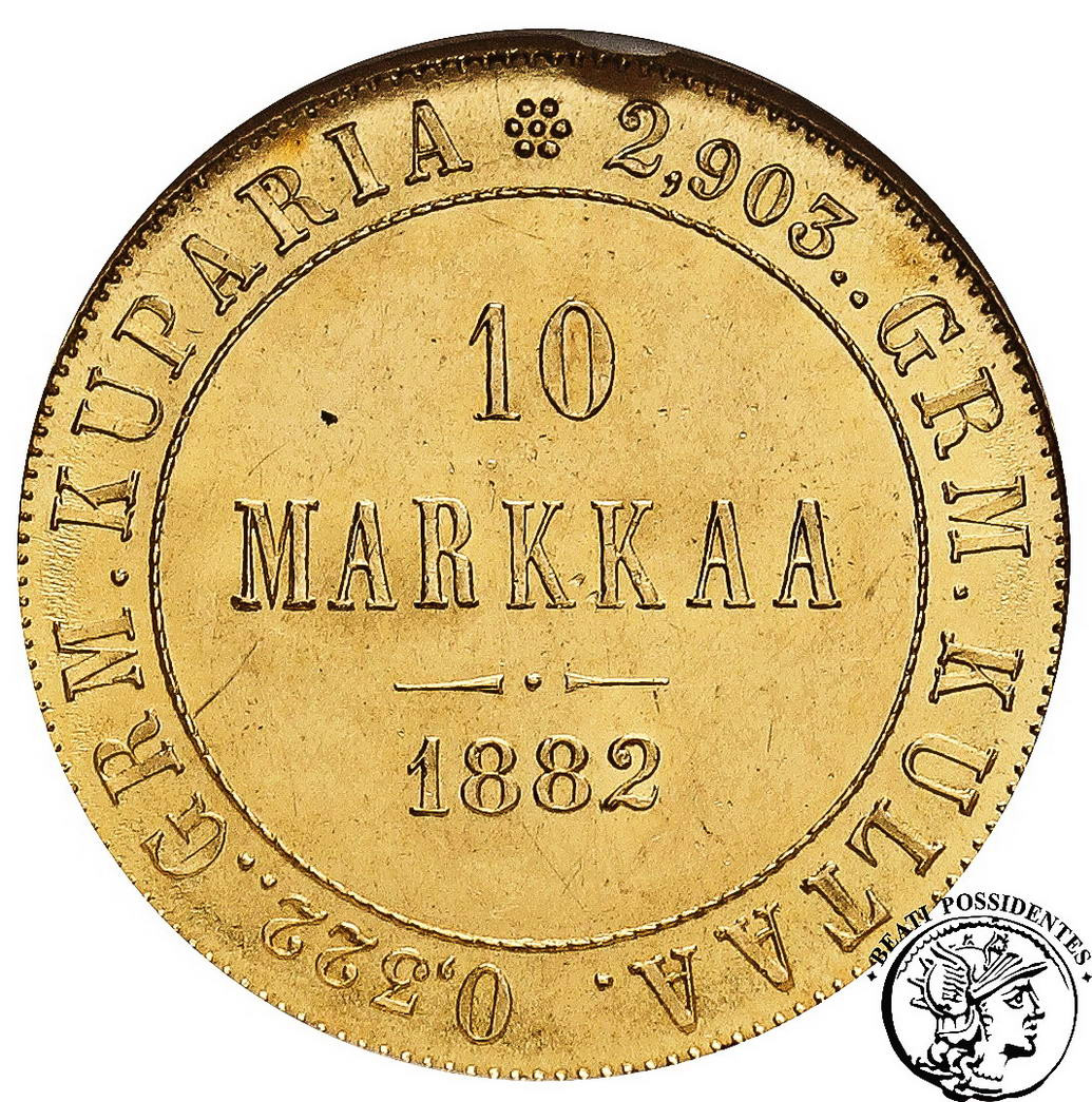 Finlandia Aleksander III 10 Marek 1882 GCN MS63