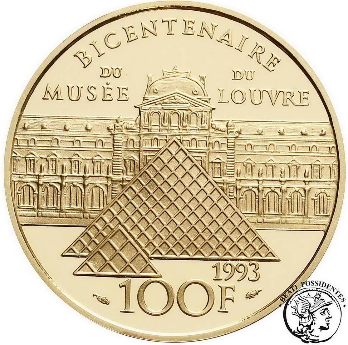 Francja 100 Franków 1993 Muzeum Louvre st. L stempel lustrzany