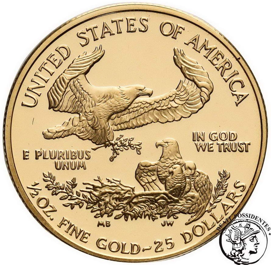 USA 25 dolarów 2007 1/2 Oz st. L stempel lustrzany