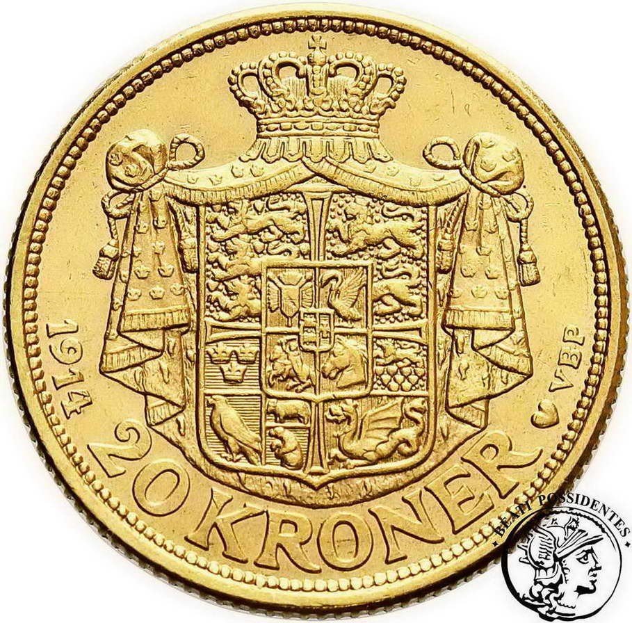 Dania Krystian X 20 koron 1914 st. 2+