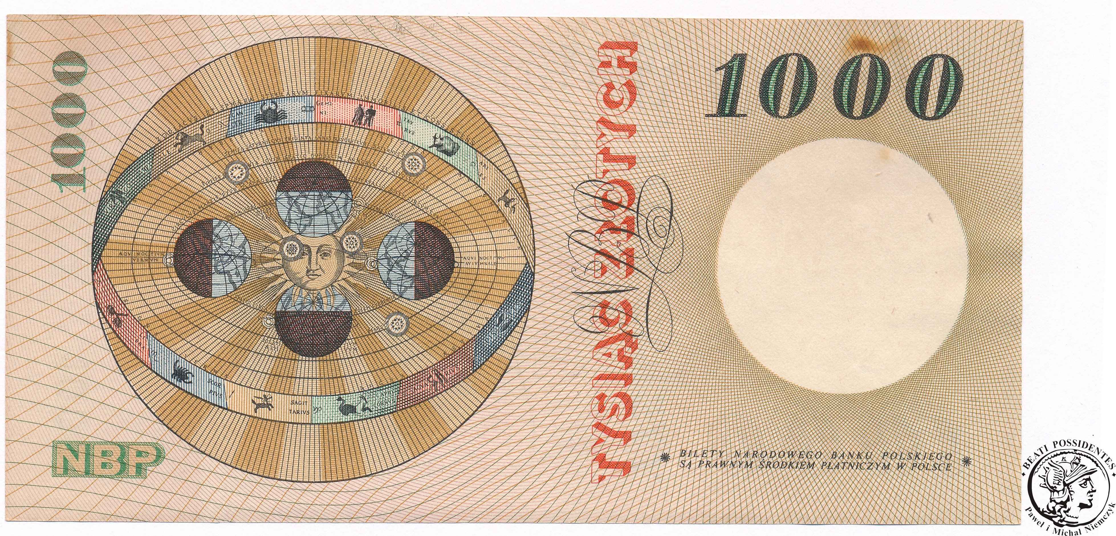 Banknot 1000 złotych 1965 Kopernik seria B 