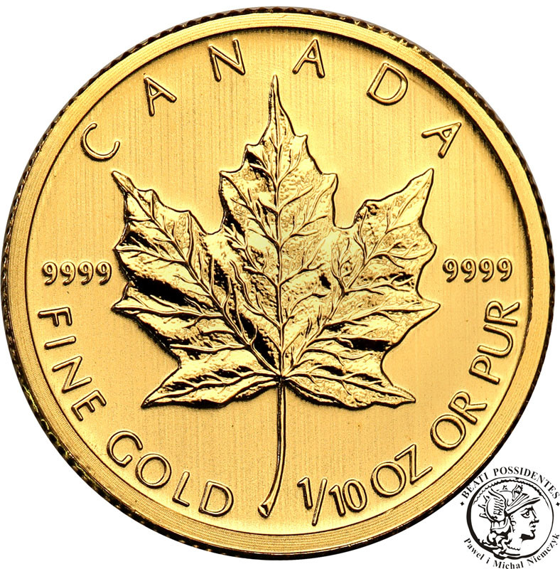 Kanada 5 dolarów 2010 (1/10 uncji złota) listek st.1