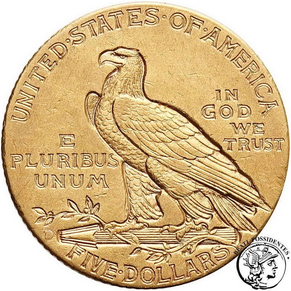 USA 5 dolarów 1909 D - Denver Indianin st. 3+