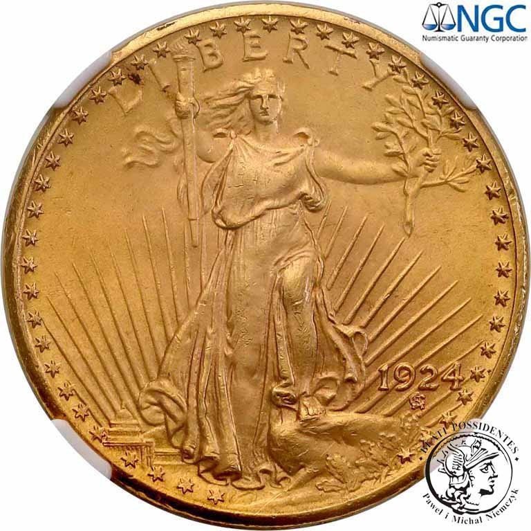 USA. 20 dolarów 1924 NGC MS64