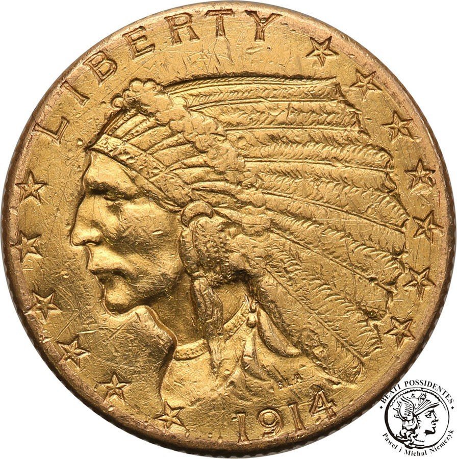 USA 2,5 dolara 1914 Indianin st.3-