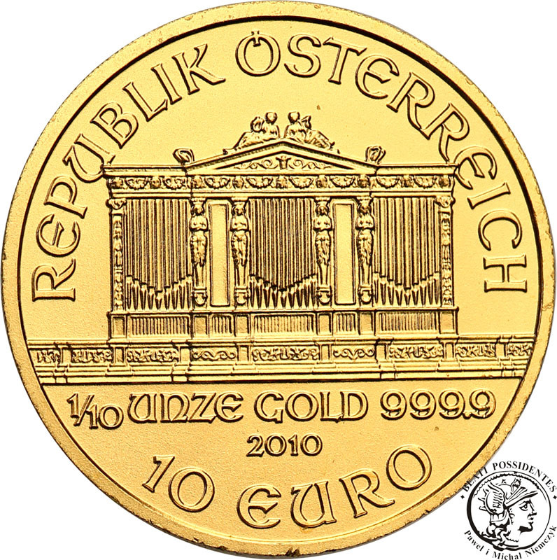 Austria 10 Euro 2010 (1/10 uncji złota) Filharmonicy st.1