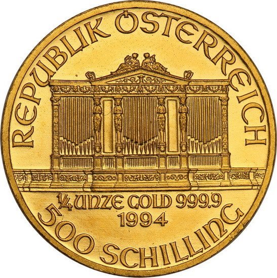 Austria 500 szylignów 1994 Filharmonicy (1/4 uncji złota) st.1