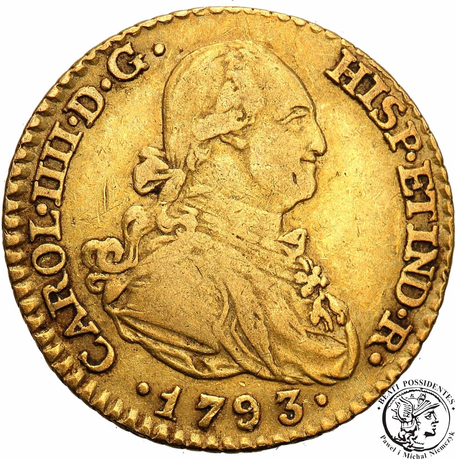 Hiszpania 1/2 Escudo 1793 Madrid st.3+