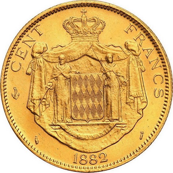 Monako 100 franków 1882 Charles III  st. 1-