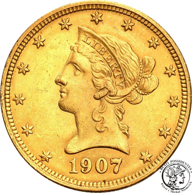 USA 10 dolarów 1907 Philadelphia st.1