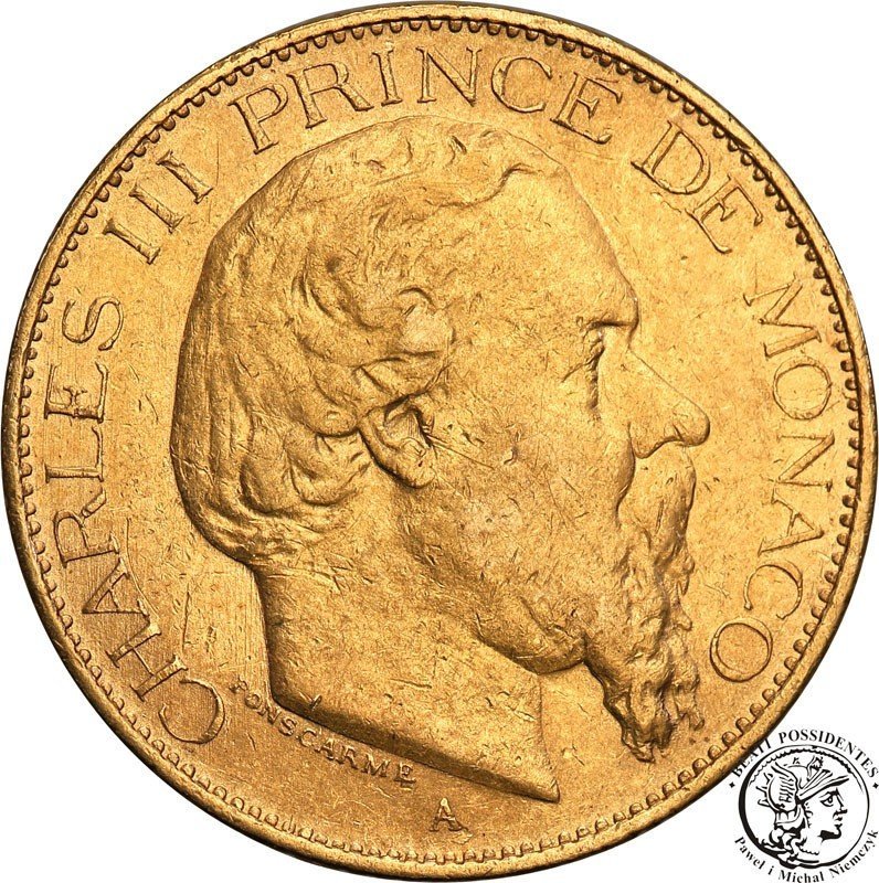 Monako 20 franków 1878 Charles III st.2-