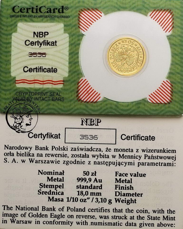 Polska Orzeł Bielik 50 złotych 1995 st. 1