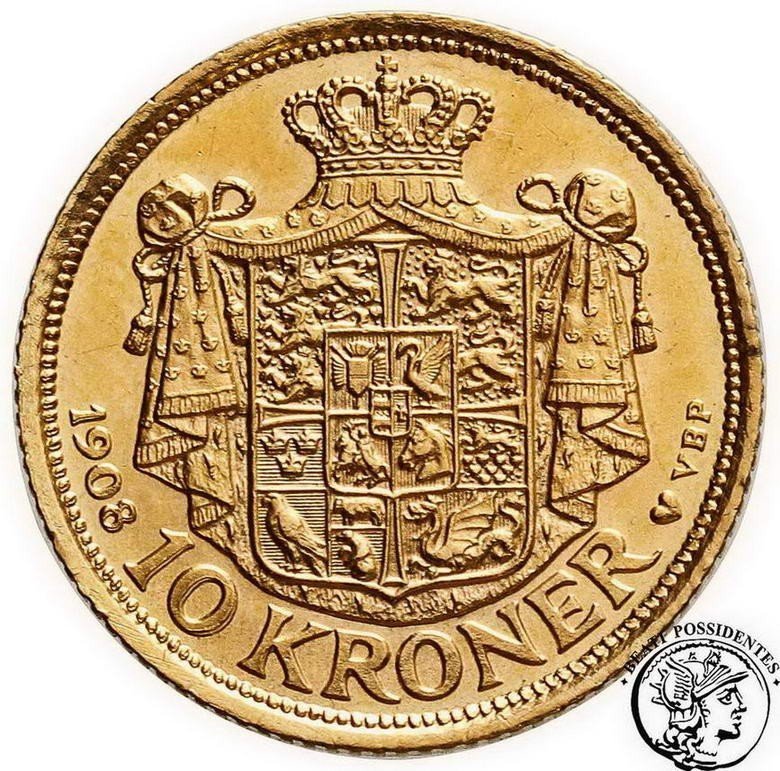 Dania Fryderyk VIII 10 koron 1908 st. 1- 
