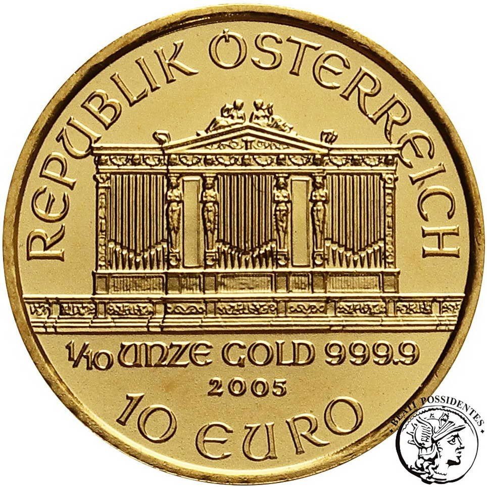 Austria 10 Euro 2005 Filharmonia 1/10 Oz Au st. 1