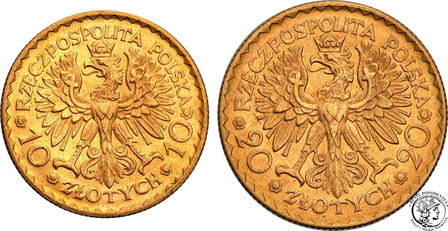 Polska II RP 10 + 20 złotych 1925 Chrobry (parka) zestaw 2 sztuk st.1