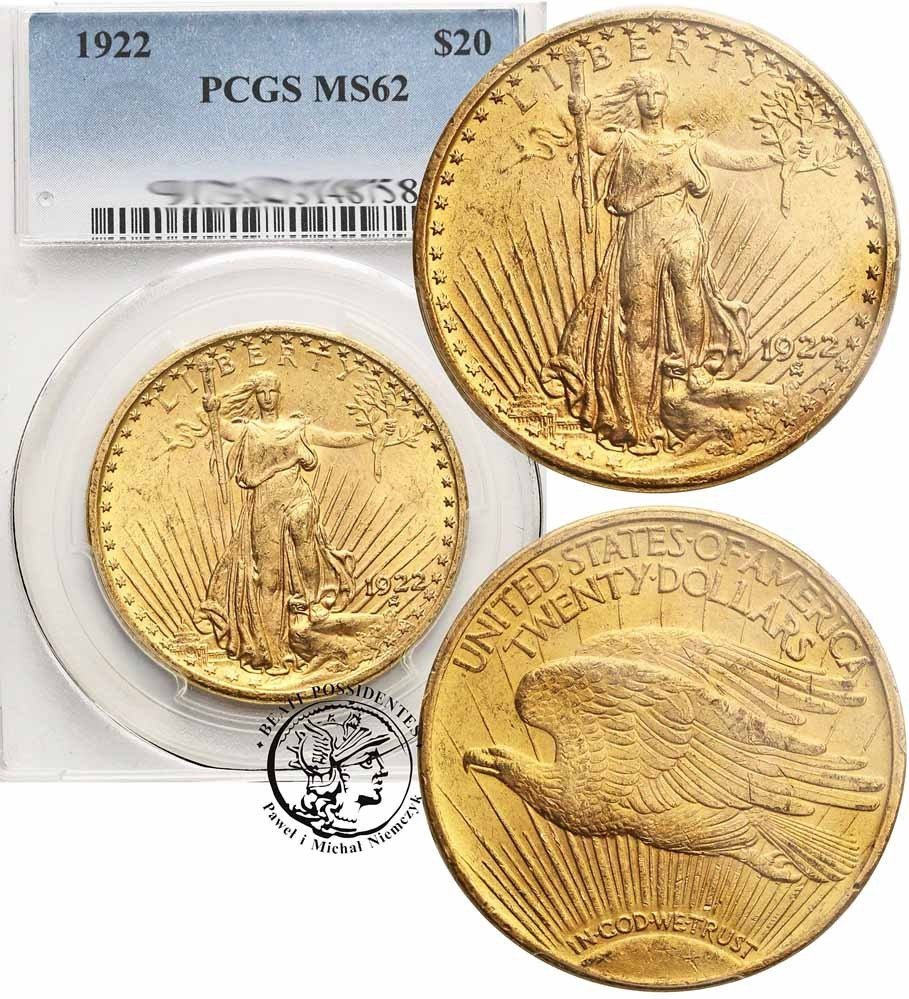 USA 20 dolarów 1922 Saint-Gaudens PCGS MS62