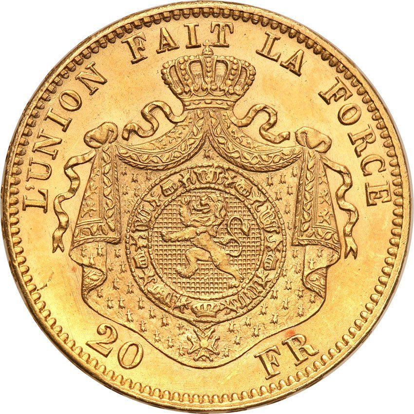 Belgia 20 franków 1870 st.1 PIĘKNE