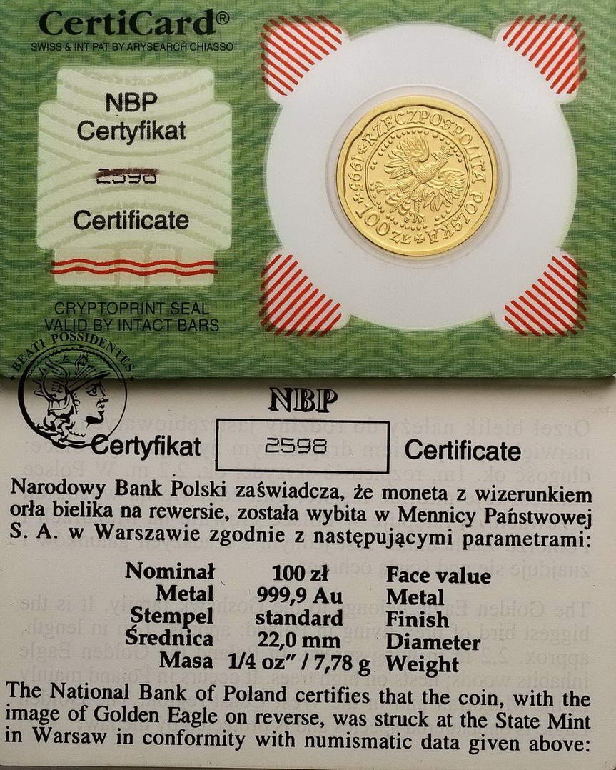 Polska Orzeł Bielik 100 złotych 1995 st. 1