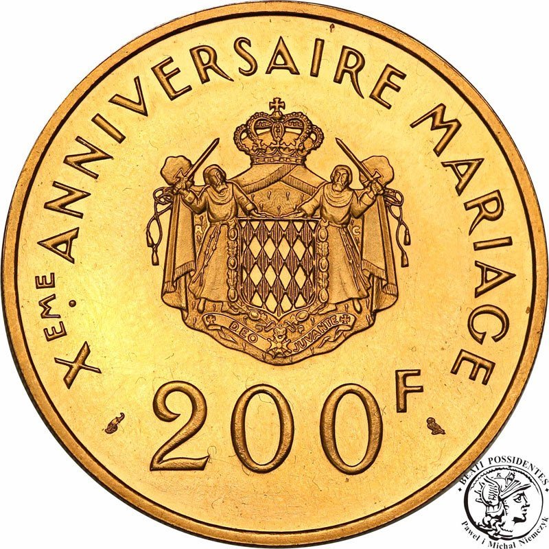 Monako 200 franków 1966 Ks. Rainier + Grace Kelly st.1- NISKI NAKŁAD