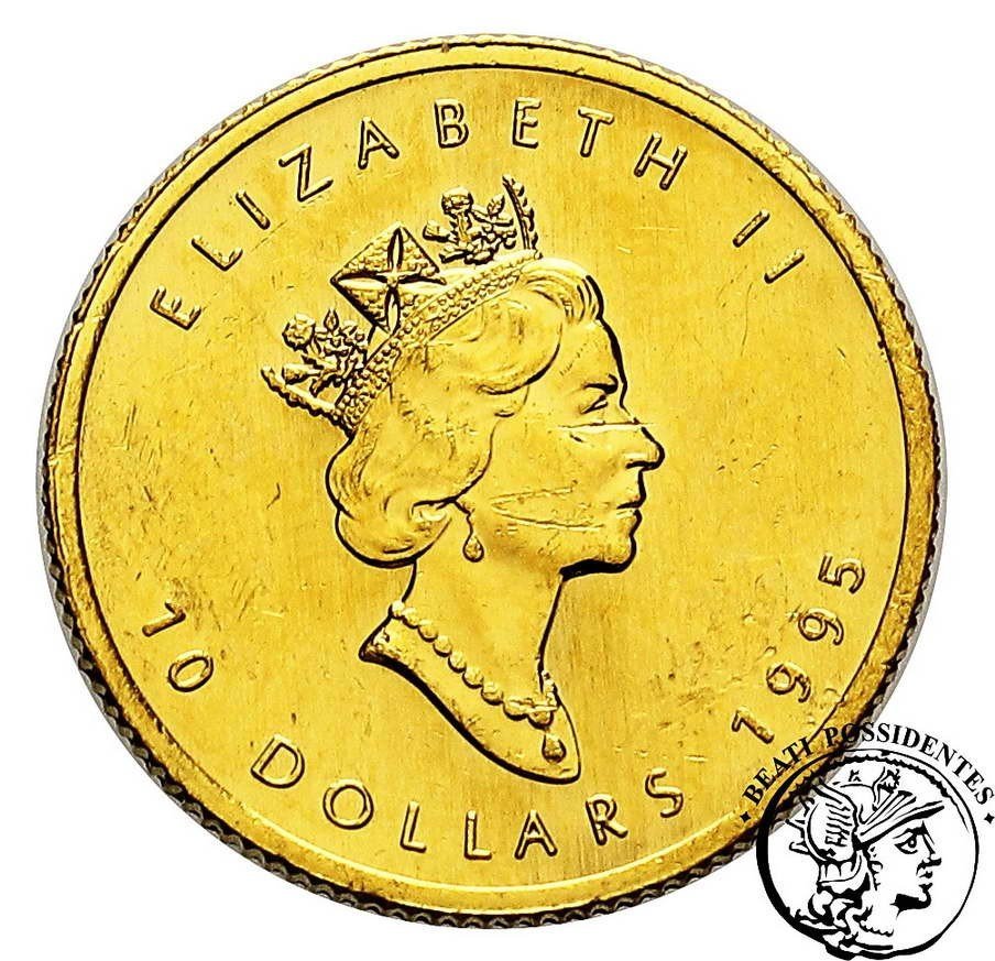 Kanada 10 $ dolarów 1995 liść klonu 1/4 Oz Au st. 2