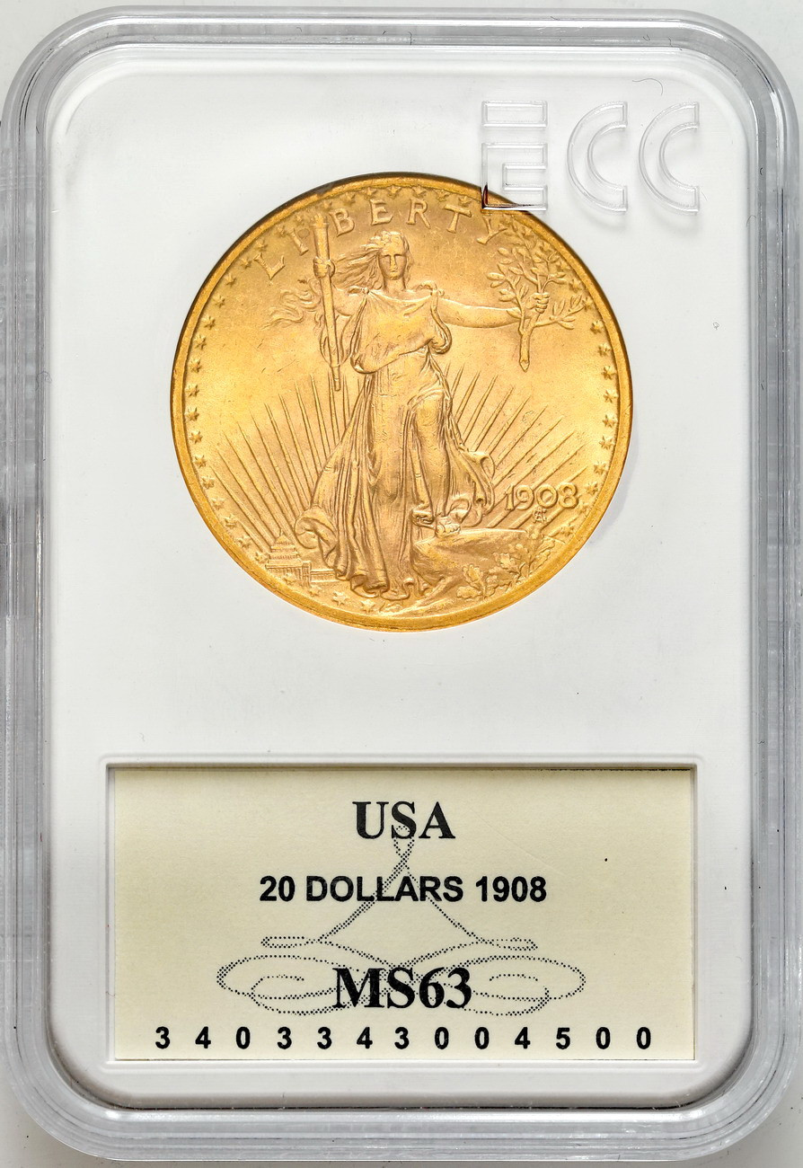 USA. 20 dolarów 1908, Filadelfia GCN MS63