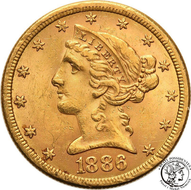 USA 5 dolarów 1886 S San Francisco st.2+