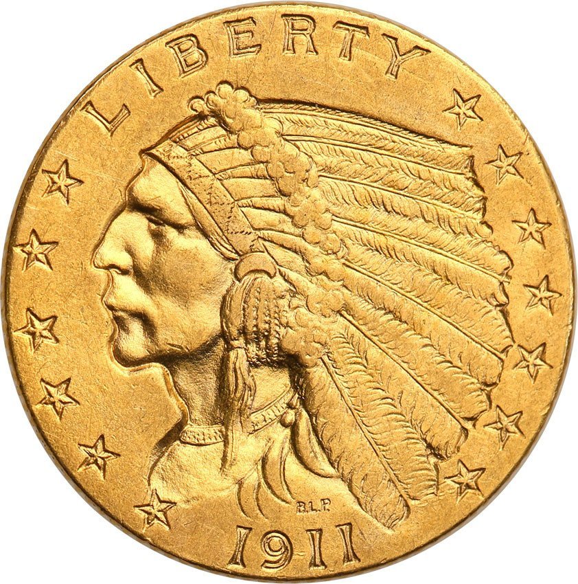 USA 2 1/2 dolara 1911 Indianin st.1-