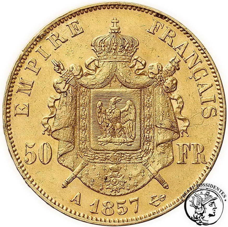 Francja Napoleon III 50 franków 1857 A-Paryż st. 3+